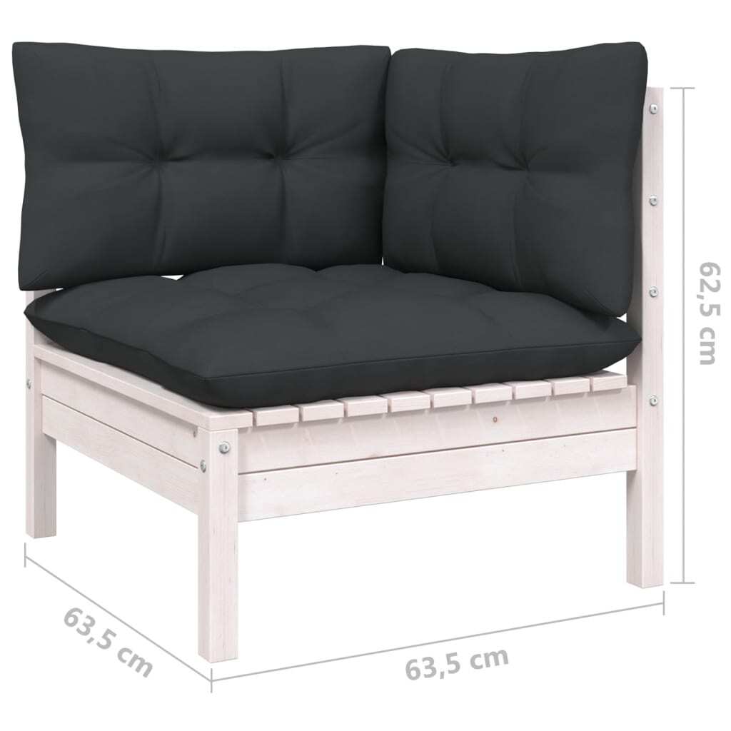 7 Piece Garden Lounge Set with Cushions Sofa Outdoor Solid Pinewood White