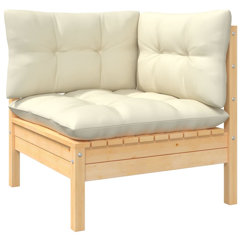 8 Piece Garden Lounge Set with Cushions Sofa Outdoor Solid Pinewood Cream