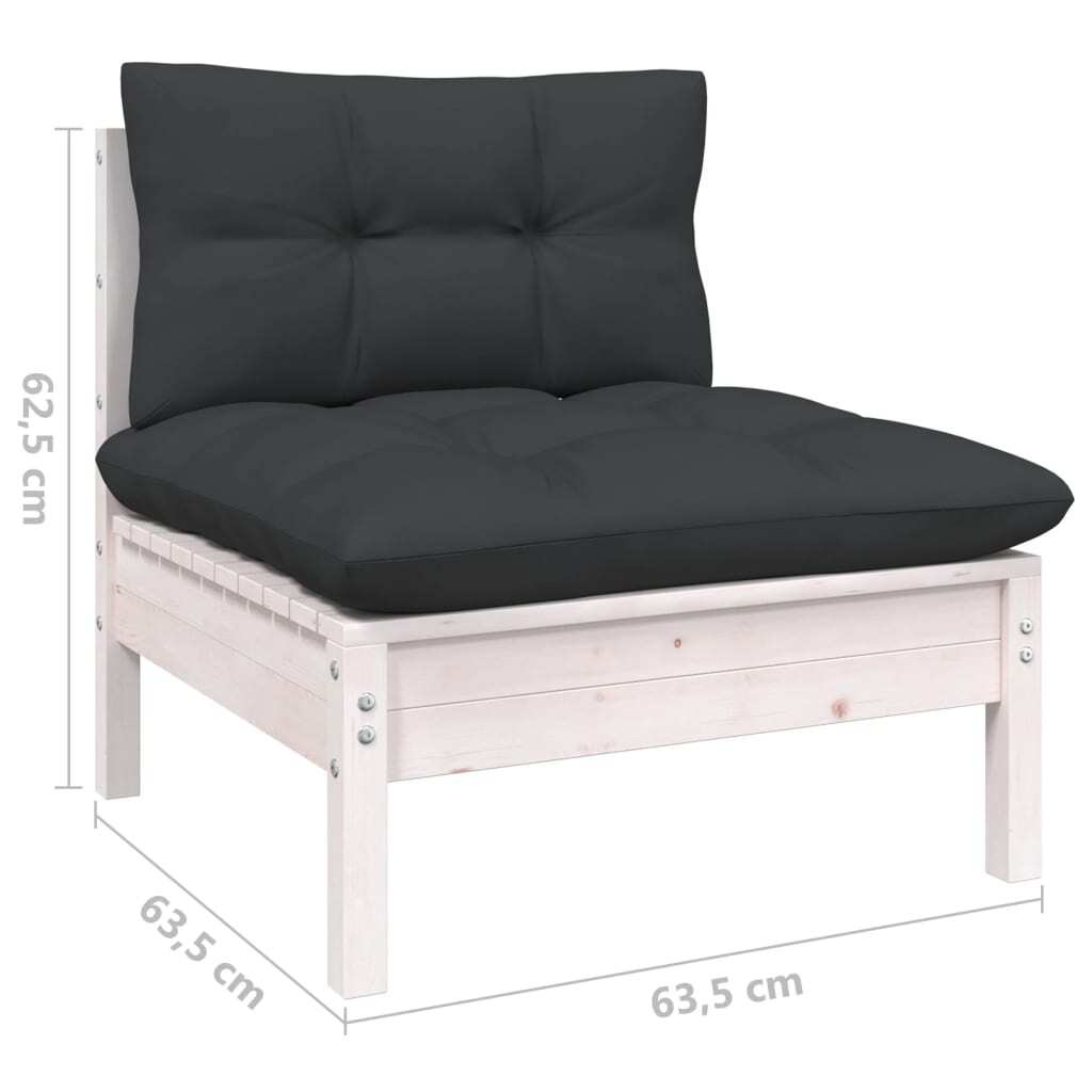 8 Piece Garden Lounge Set with Cushions Sofa Outdoor Solid Pinewood White
