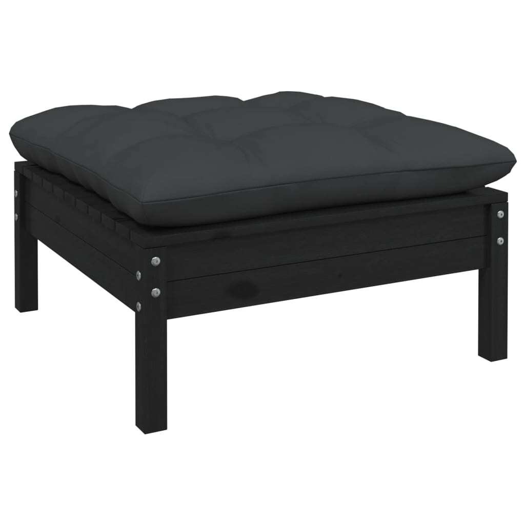 8 Piece Garden Lounge Set with Cushions Sofa Outdoor Solid Pinewood Black