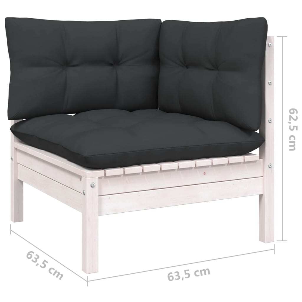 9 Piece Garden Lounge Set with Cushions Solid Pinewood Sofa Patio Set White