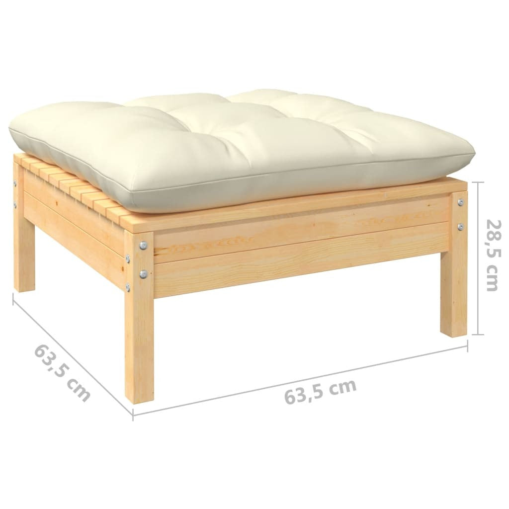 7 Piece Garden Lounge Set with Cushions Sofa Outdoor Solid Pinewood Cream