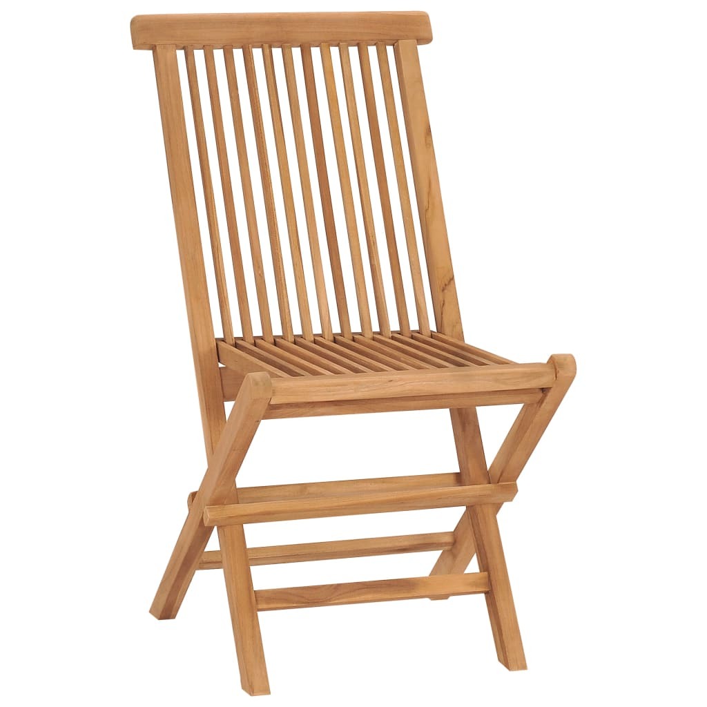 Folding Garden Chairs Set of 6 Solid Teak Wood Outdoor Patio Seat Natural