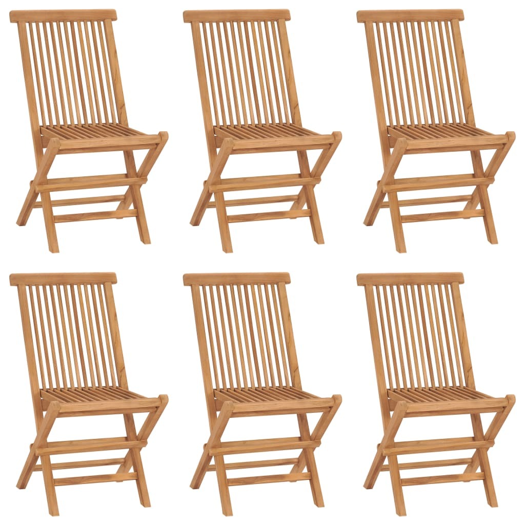 Folding Garden Chairs Set of 6 Solid Teak Wood Outdoor Patio Seat Natural