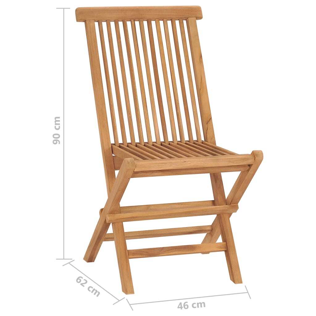 Folding Garden Chairs Set of 6 Solid Teak Wood Outdoor Patio Seat Natural