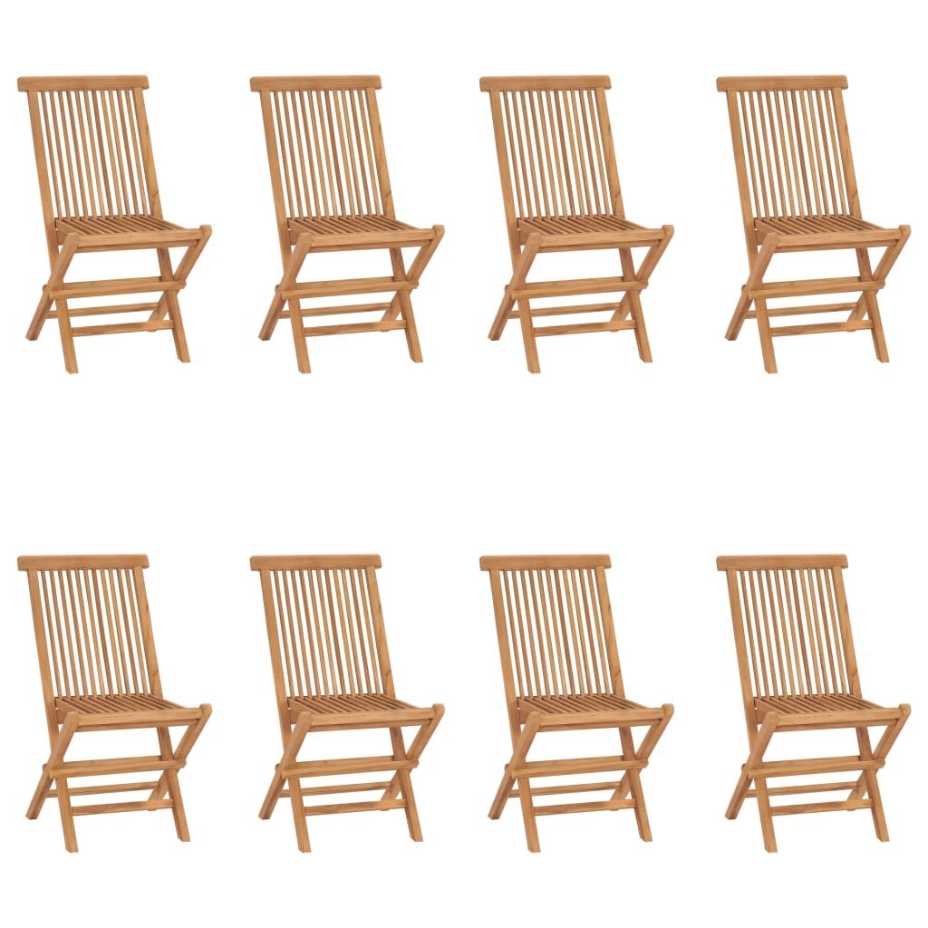 Folding Garden Chairs Set of 8 Solid Teak Wood Outdoor Patio Seat Natural