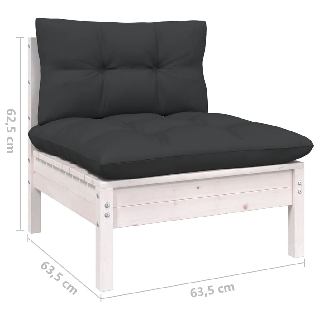 8 Piece Garden Lounge Set with Cushions Sofa Outdoor Solid Pinewood White
