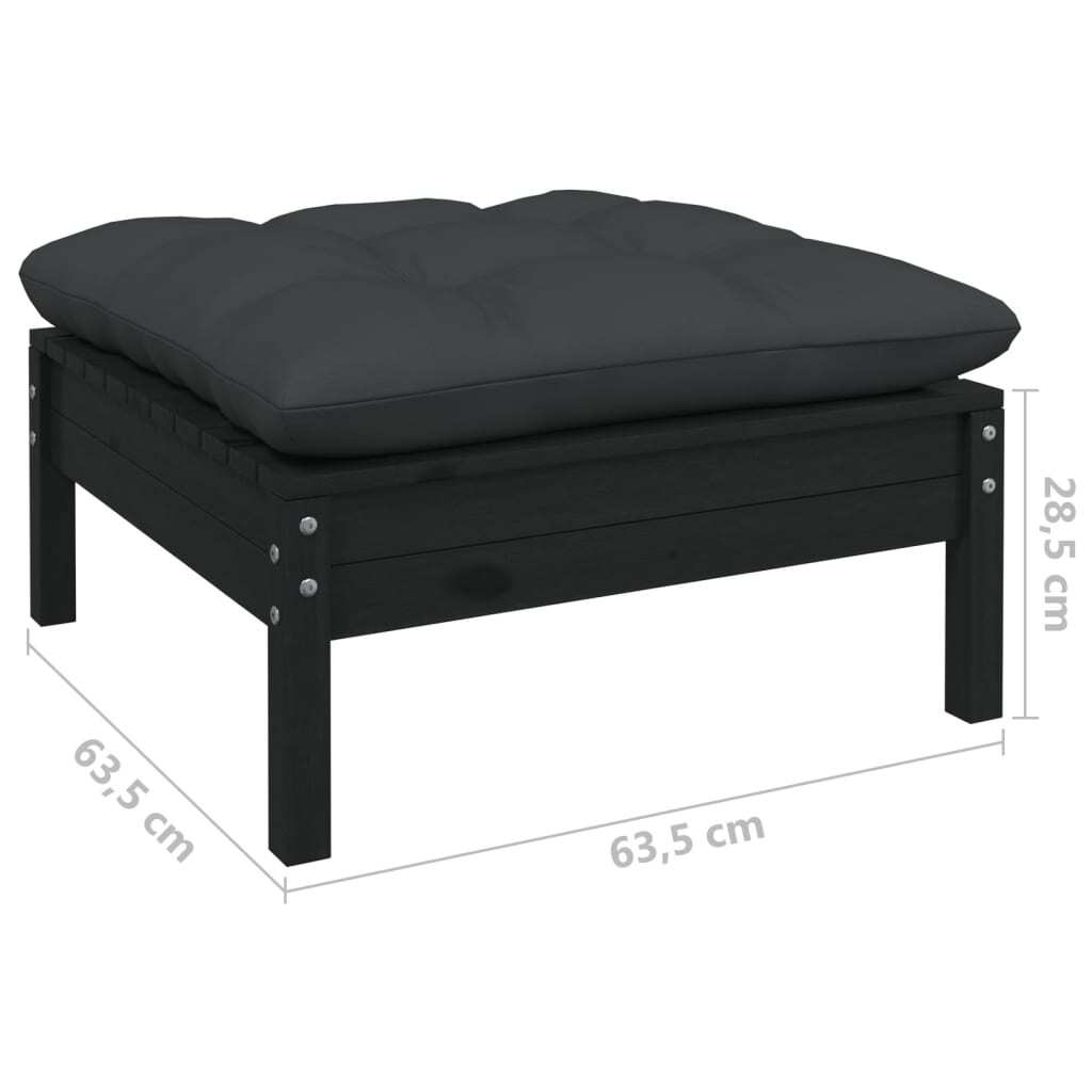 6 Piece Garden Lounge Set with Cushions Sofa Outdoor Solid Pinewood Black