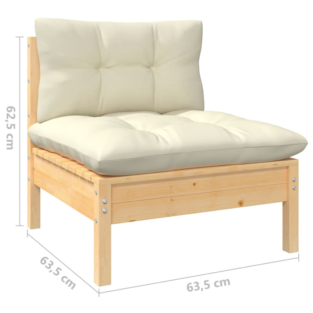 8 Piece Garden Lounge Set with Cushions Sofa Outdoor Solid Pinewood Cream