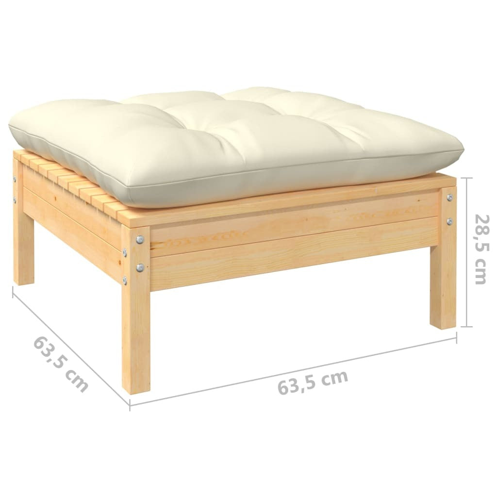 8 Piece Garden Lounge Set with Cushions Sofa Outdoor Solid Pinewood Cream