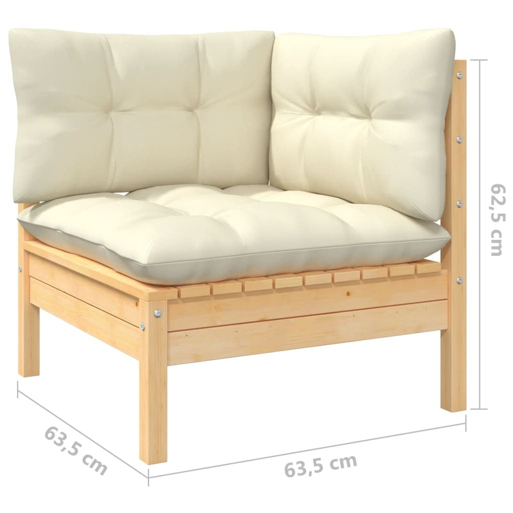 8 Piece Garden Lounge Set with Cushions Sofa Outdoor Solid Pinewood Cream