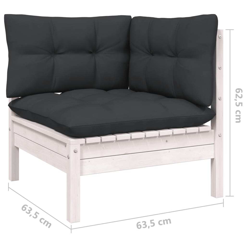 8 Piece Garden Lounge Set with Cushions Sofa Outdoor Solid Pinewood White