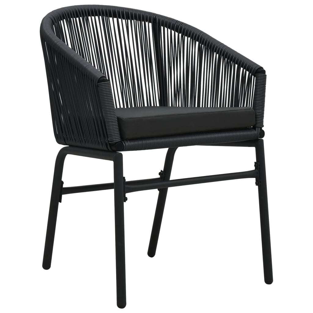 5 Piece Garden Dining Set Table Chairs Glass Top Steel Outdoor Black