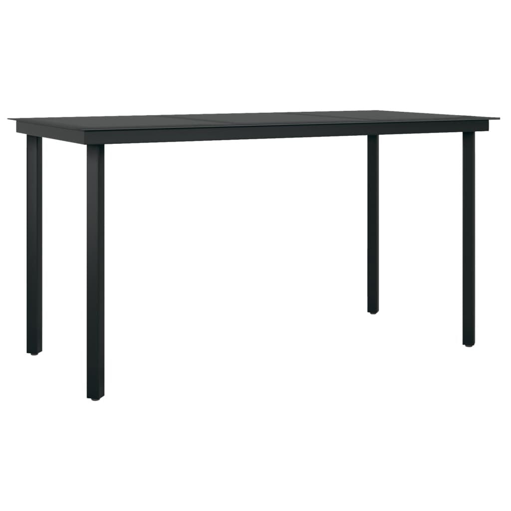 5 Piece Garden Dining Set Table Chairs Glass Top Steel Outdoor Black
