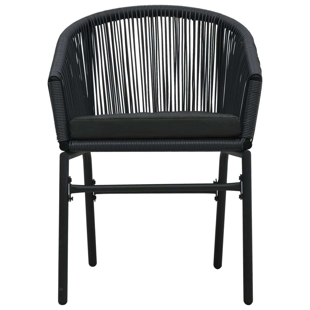 5 Piece Garden Dining Set Table Chairs Glass Top Steel Outdoor Black