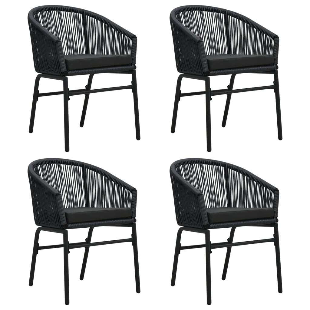 5 Piece Garden Dining Set Table Chairs Glass Top Steel Outdoor Black