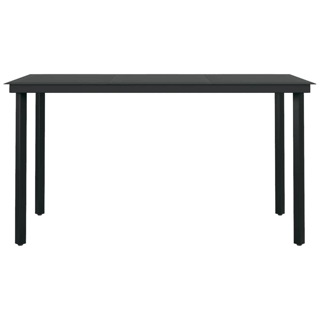 Powder-Coated Steel 5 Piece Outdoor Dining Set Black Water-Resistant