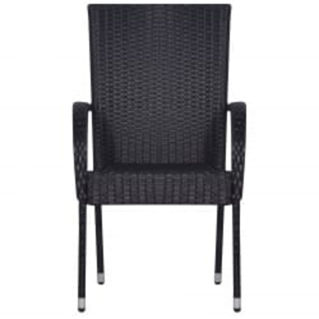 Powder-Coated Steel 5 Piece Outdoor Dining Set Black Water-Resistant