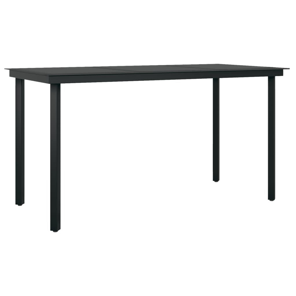 Powder-Coated Steel 5 Piece Outdoor Dining Set Black Water-Resistant