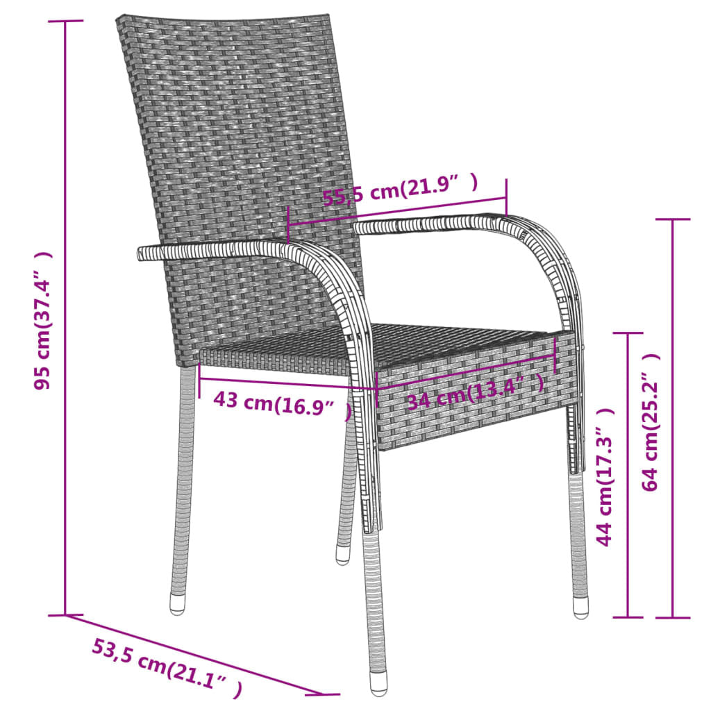 Powder-Coated Steel 5 Piece Outdoor Dining Set Black Water-Resistant