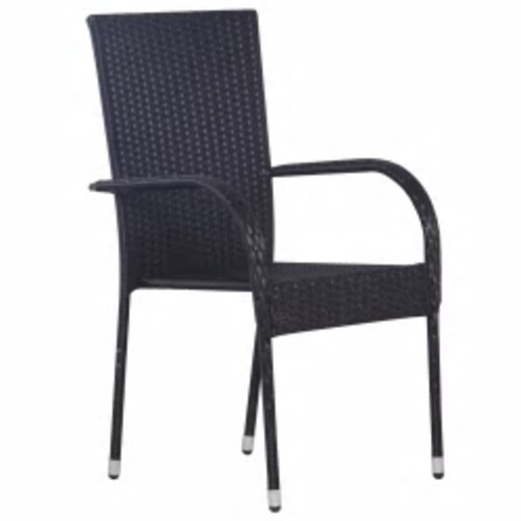 Powder-Coated Steel 5 Piece Outdoor Dining Set Black Water-Resistant