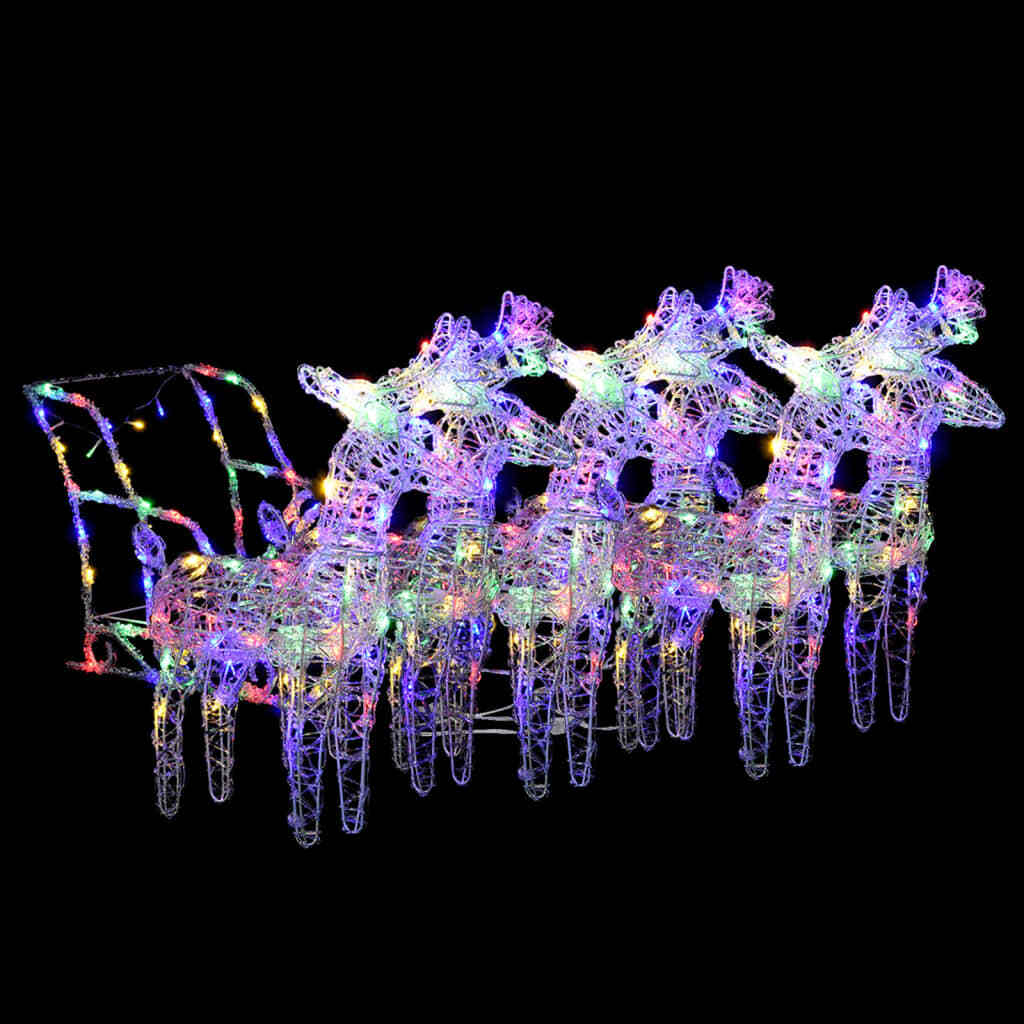 Reindeers & Sleigh Christmas Decoration 320 LEDs Acrylic