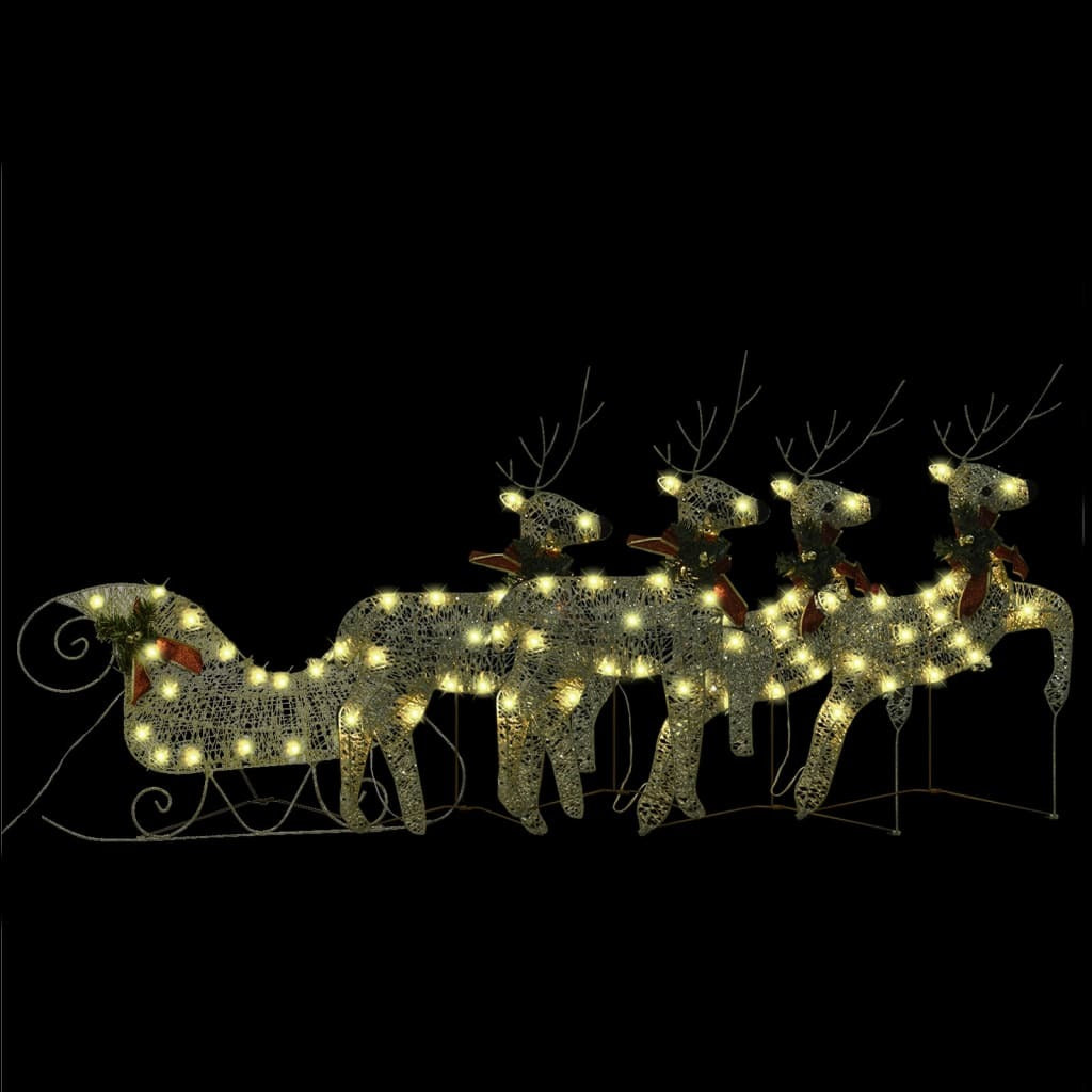 Reindeer & Sleigh Christmas Decoration 100 LEDs Outdoor Gold