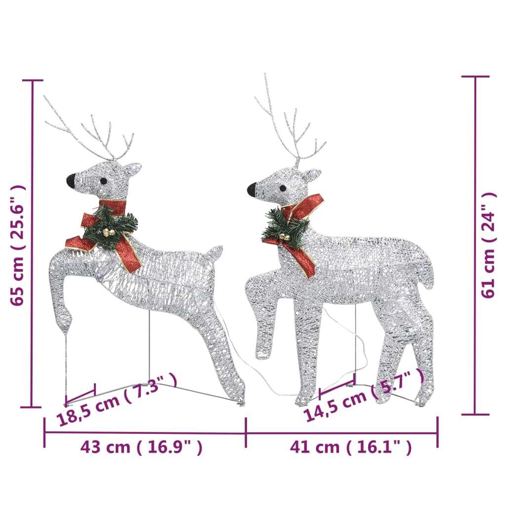 Reindeer & Sleigh Christmas Decoration 100 LEDs Outdoor Silver