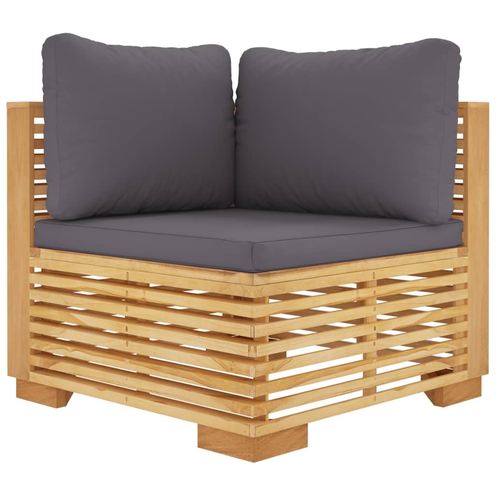 3 Piece Garden Lounge Set with Cushions Sofa Table Outdoor Solid Teak Wood