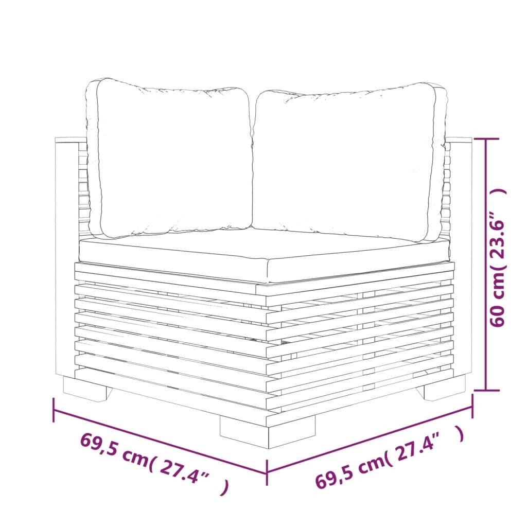 3 Piece Garden Lounge Set with Cushions Sofa Table Outdoor Solid Teak Wood