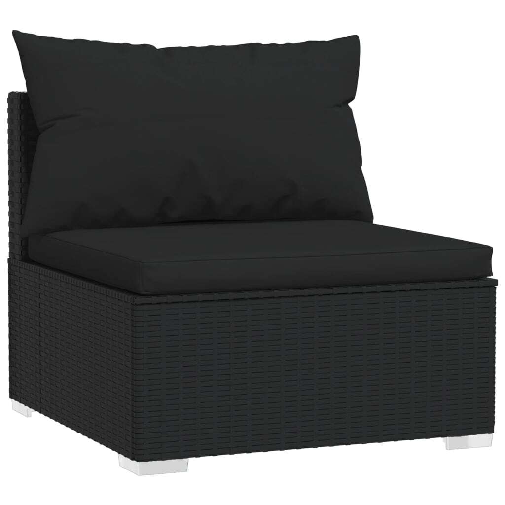 5 Piece Garden Lounge Set with Cushions Poly Rattan Outdoor Sofa Set Black