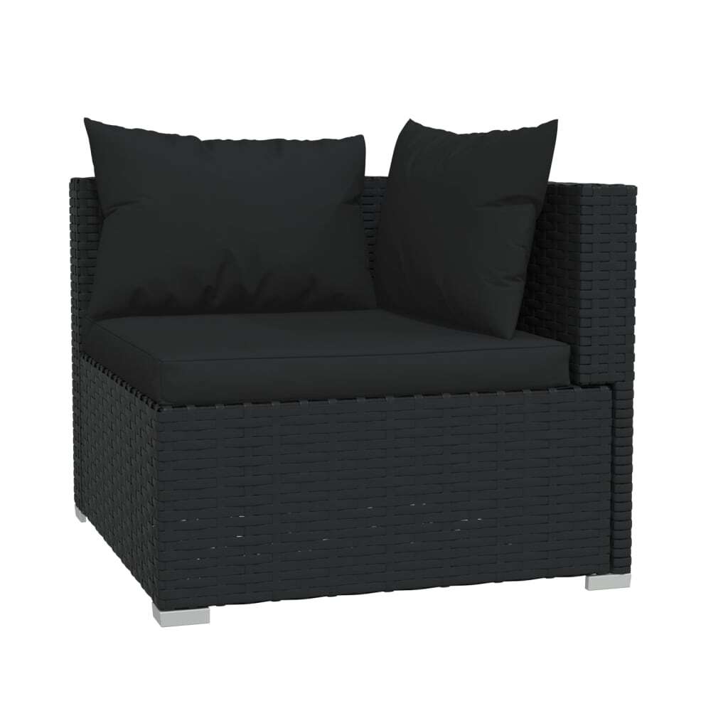 4 Piece Garden Lounge Set with Cushions Poly Rattan Outdoor Sofa Set Black