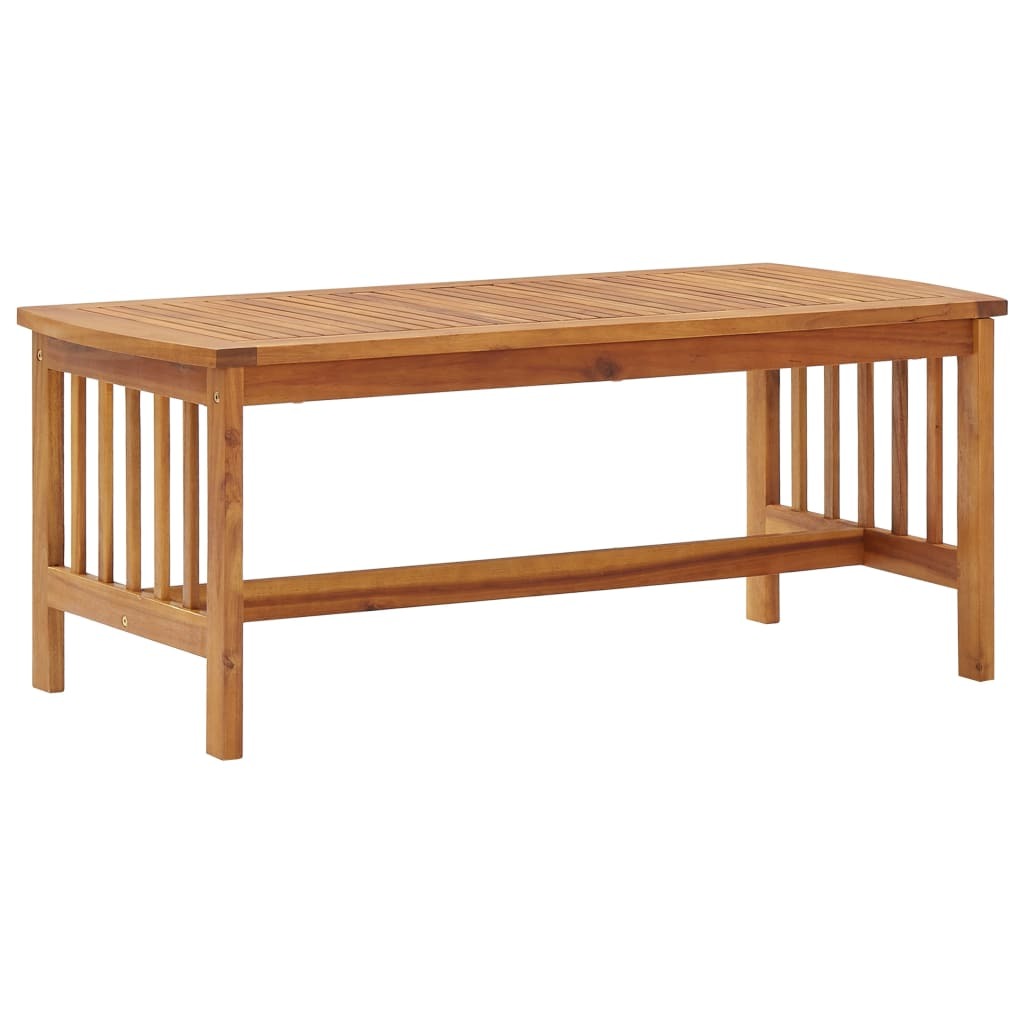 Coffee Table Solid Acacia Wood Slatted Top Oil Finish Living Room 102x50x43cm