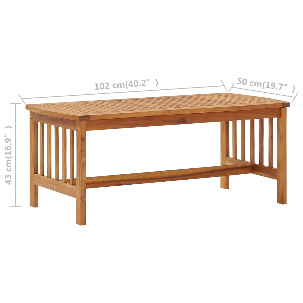 Coffee Table Solid Acacia Wood Slatted Top Oil Finish Living Room 102x50x43cm