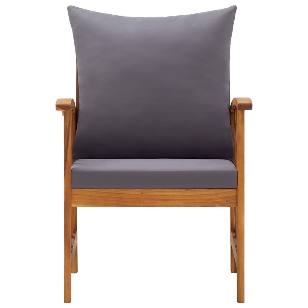 Garden Chairs with Cushions Set of 2 Solid Acacia Wood Outdoor Patio Natural