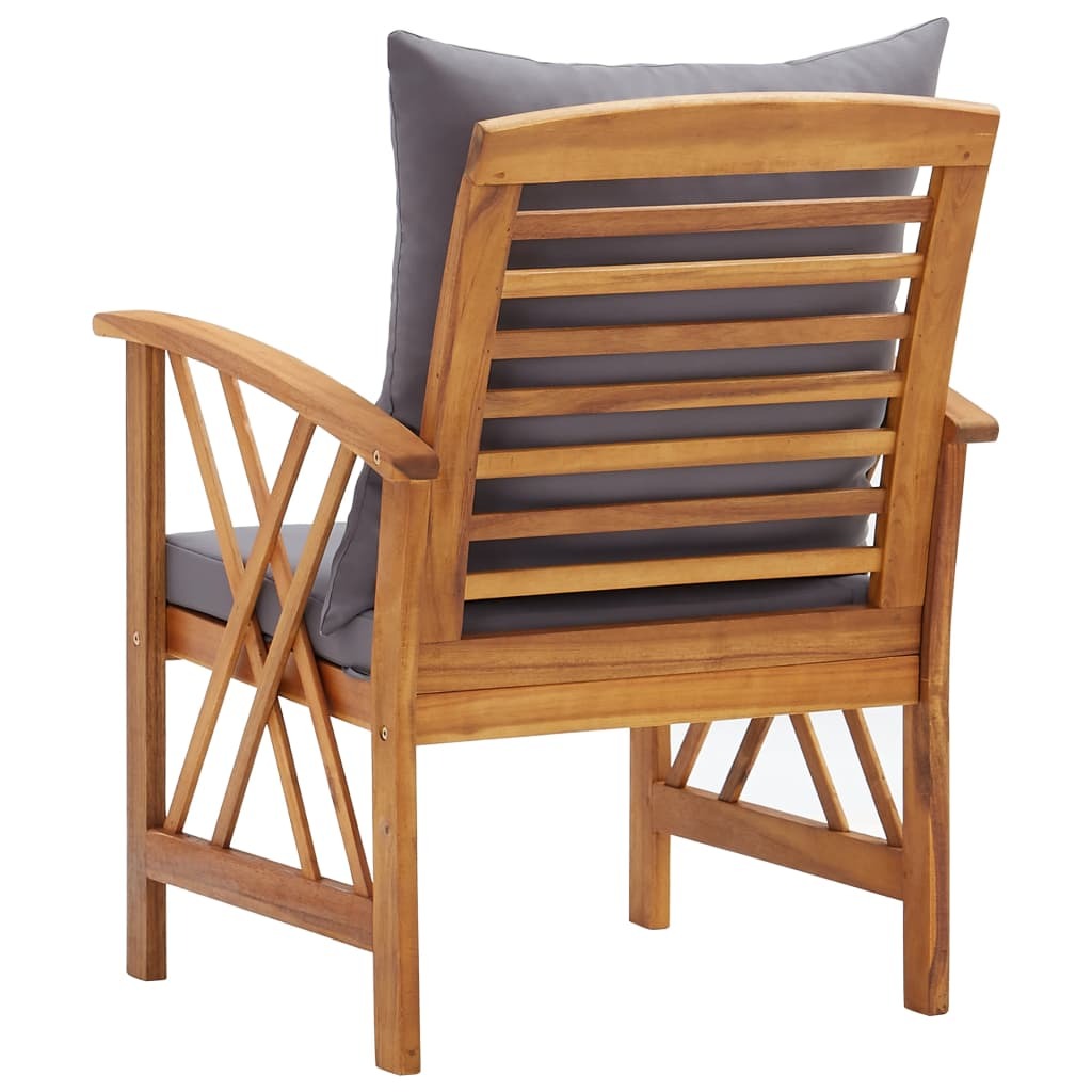 Garden Chairs with Cushions Set of 2 Solid Acacia Wood Outdoor Patio Natural