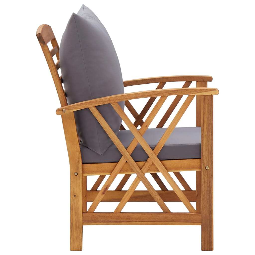 Garden Chairs with Cushions Set of 2 Solid Acacia Wood Outdoor Patio Natural