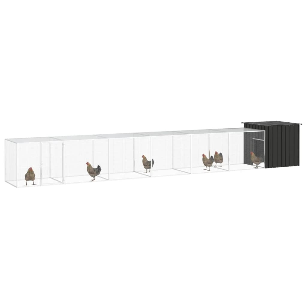 Chicken Cage Run Coop Hen House Poultry Enclosure Galvanised Steel Anthracite