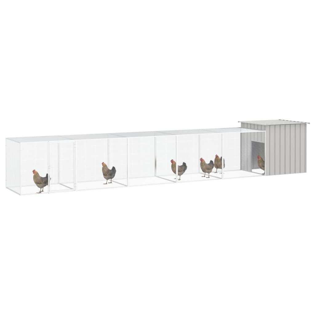 Chicken Cage Run Coop Hen House Poultry Enclosure Galvanised Steel Grey