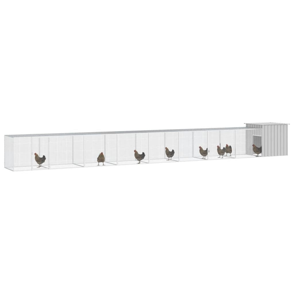 Chicken Cage Run Coop Hen House Poultry Enclosure Galvanised Steel Grey