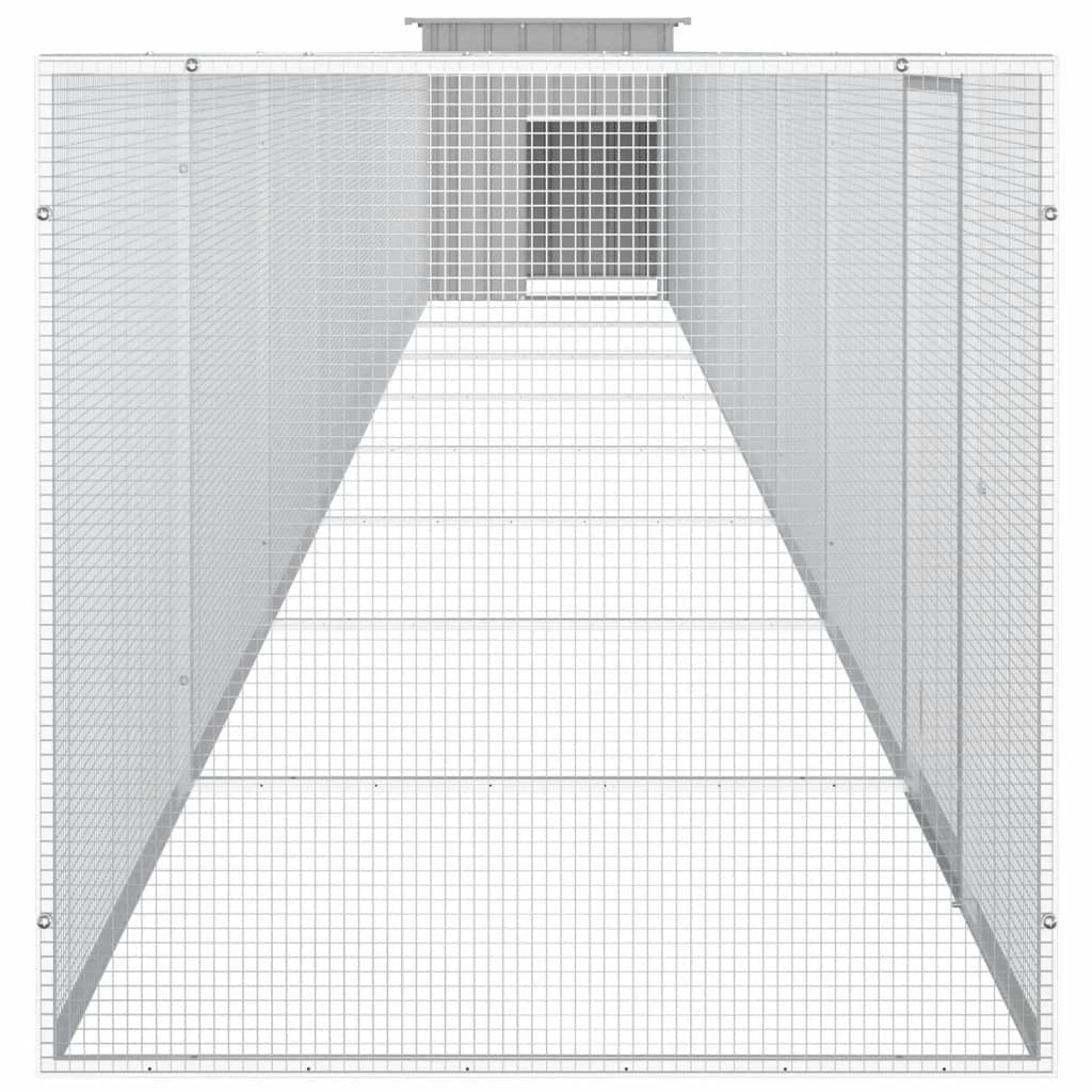 Chicken Cage Run Coop Hen House Poultry Enclosure Galvanised Steel Grey
