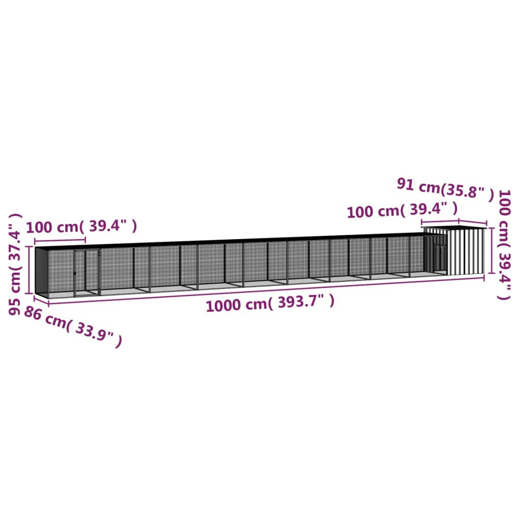 Chicken Cage Run Coop Hen House Poultry Enclosure Galvanised Steel Grey