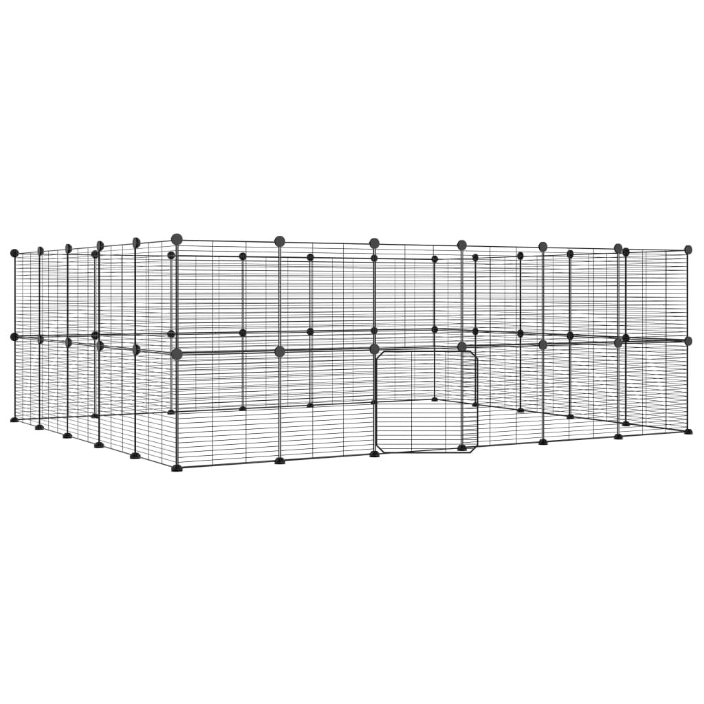 Pet Cage 44 Panel DIY Modular Playpen Fence Enclosure Steel Black