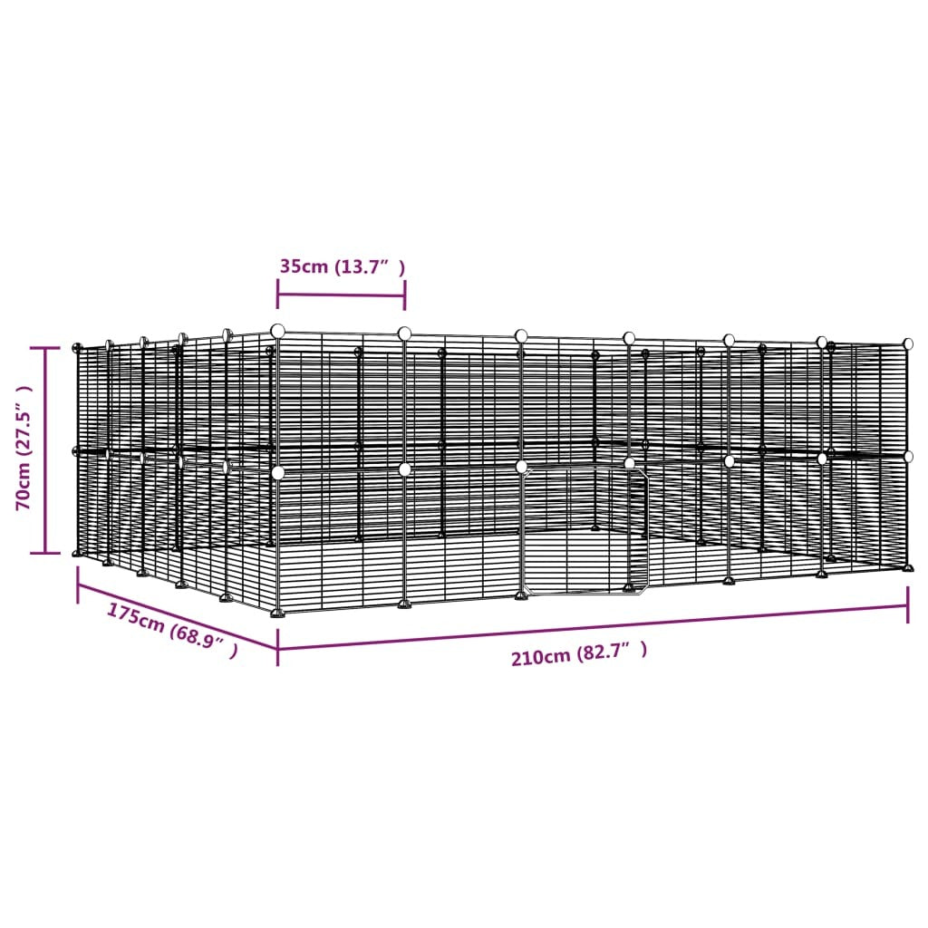 Pet Cage 44 Panel DIY Modular Playpen Fence Enclosure Steel Black