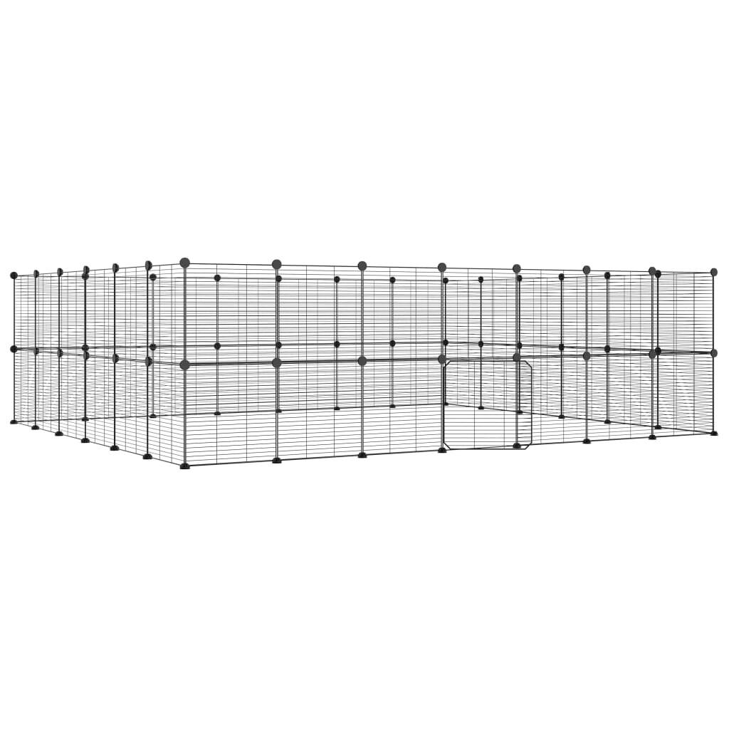 Pet Cage 52 Panel DIY Modular Playpen Fence Enclosure Steel Black
