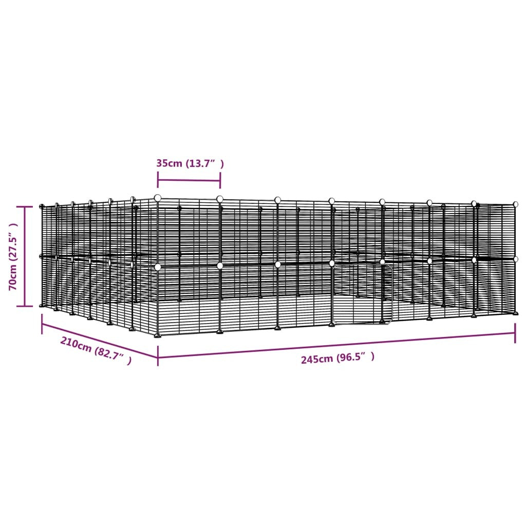 Pet Cage 52 Panel DIY Modular Playpen Fence Enclosure Steel Black