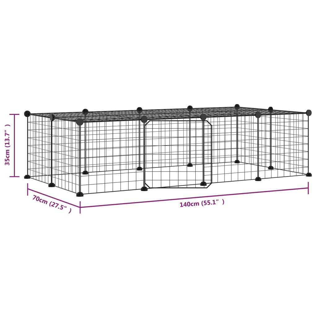 20-Panel Pet Cage with Door Black 35x35 cm Steel