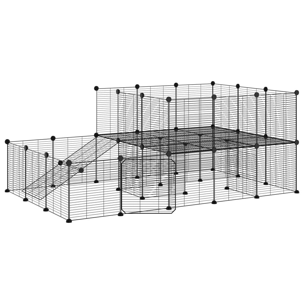 Pet Cage 44 Panel DIY Modular Playpen Fence Enclosure Steel Black