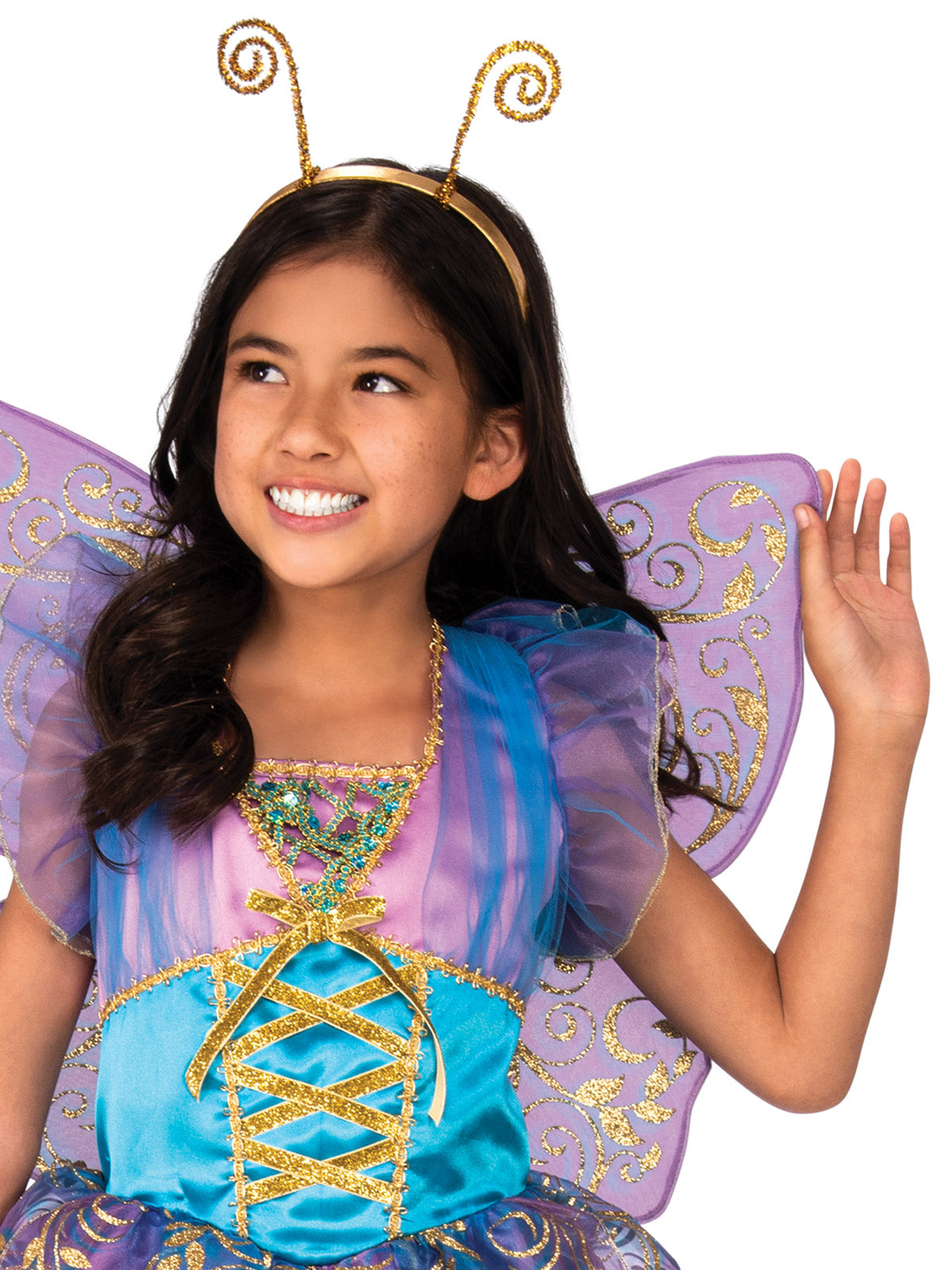 Kids Fairy Garden Costume with Wings Magical Dress Up Outfit Purple Blue Colour