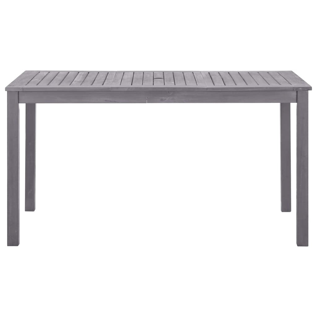 Garden Table Solid Acacia Wood Outdoor Dining Patio Furniture 140x80x74cm Grey